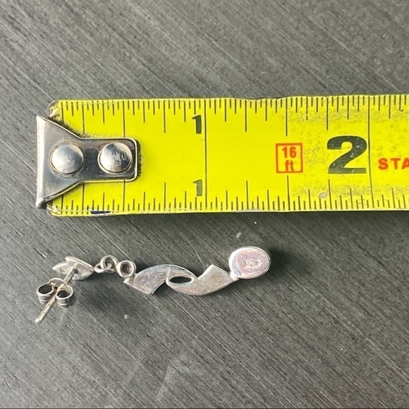 Vintage Sterling Silver Tiger Eye Drop Post Earrings - Picture 7 of 8